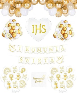PIERWSZA KOMUNIA ZESTAW BALONY KOMUNIJNE 62SZT