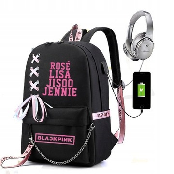 ШКОЛЬНЫЙ РЮКЗАК BLACKPINK USB A4 БОЛЬШИЕ УЗОРЫ