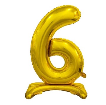 BALON CYFRA 6 stojąca ZŁOTA XL