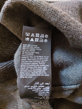 36 MINT VELVET miękki lekki militarny khaki moro złoto bawełna kaszmir