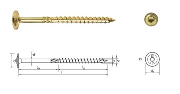 СТОЛЯРНЫЕ ВИНТЫ WKCP 8x50 TORX PLATE 50 шт.