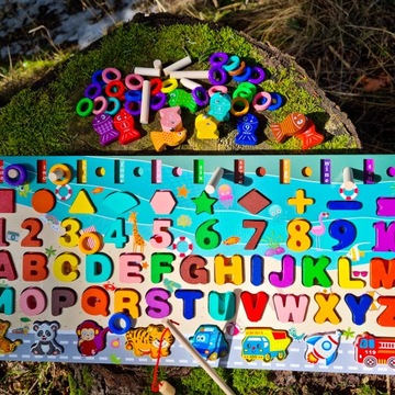 RYBKI ALFABET DREWNIANA EDUKACYJNA MONTESSORI