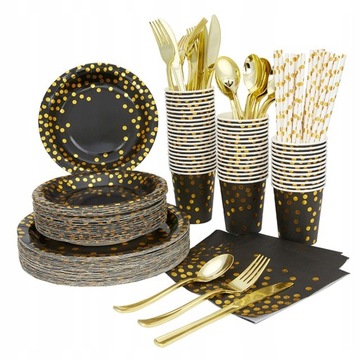 200 szt. Jednorazowy zestaw obiadowy Party Black