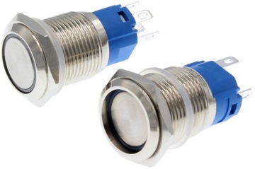 Przełącznik Ring 12V-24V Zielony Podświetlany Blokowany BISTABILNY 16mm