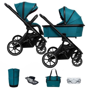 MUUVO SLICK 2.0 WÓZEK 2w1 SPACERÓWKA DO 22KG +GONDOLA TORBA AKCESORIA GREEN