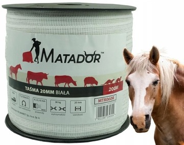 Taśma pastuch DO PASTUCHA elektryzator 2cm 200m koń konie DLA KONI 20mm