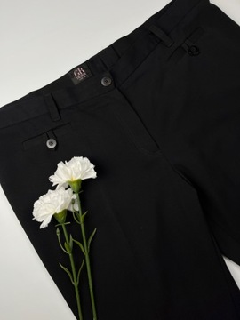 Proste wizytowe spodnie damskie w kant czarne basic GR DESIGN r. 46 USA