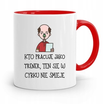 DLA TRENERA TRENERKI SIŁOWNIA KUBEK CZERWONY z Nadrukiem ze Zdjęciem