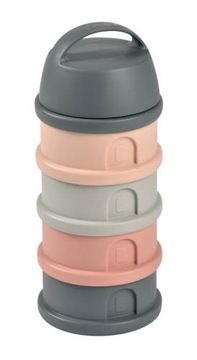 Pojemniki na mleko w proszku 4 komory (4x110ml) mineral grey/pink 0m+ Beaba