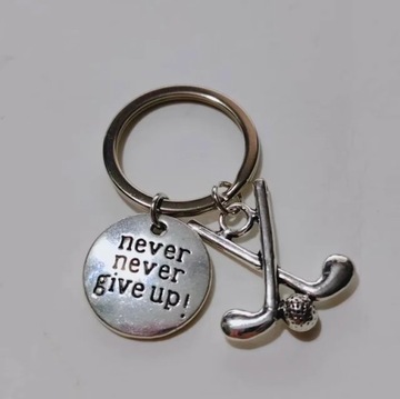 Never Never Give Up Sports key chain Baseball glove Charm Pendant Keychain