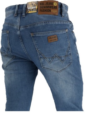 SPODNIE KLASYCZNE MĘSKIE PROSTA NOGAWKA JASNY JEANS L32 W42