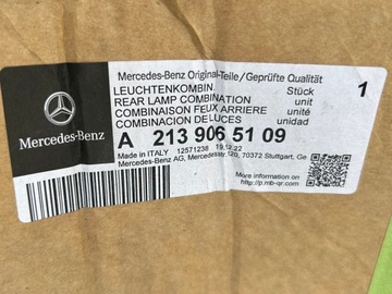 MERCEDES E TŘÍDA W213 FACELIFT 20- SEDAN SVĚTLO ZADNÍ LEVÝ JEHLA
