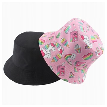 BUCKET CZAPKA DWUSTRONNA KAPELUSZ dla DZIEWCZYNY