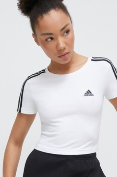 Adidas Koszulka Sportowa Bawełniana Damska Biała Przylegająca IR6112 R. XS