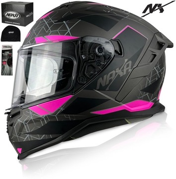 KASK MOTOCYKLOWY DAMSKI RÓŻ| INTEGRALNY NAXA | F32 r.S + PINLOCK W ZESTAWIE