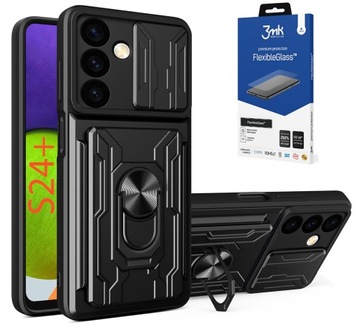 Etui Pancerne do SAMSUNG GALAXY S24+ PLUSWallet Ring Case i SZKŁO 3MK