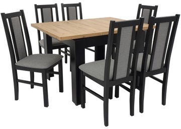 SKANDYNAWSKI ZESTAW Stół 90x90/120 i 6 krzeseł