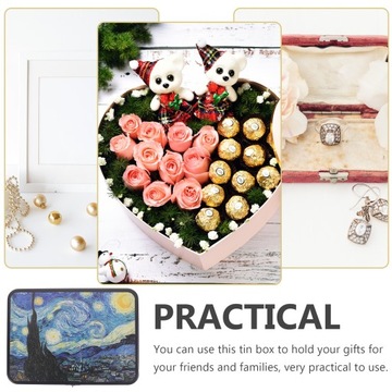 Жестяной ящик для хранения с замком