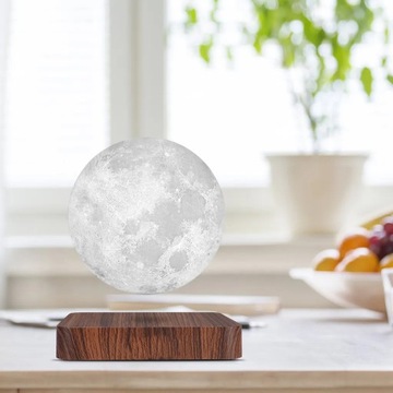 LAMPKA NOCNA STOŁOWA 3D KSIĘŻYC PŁYWAJĄCA MOON ŚWIECĄCY Z PODSTAWA 3 TRYBY