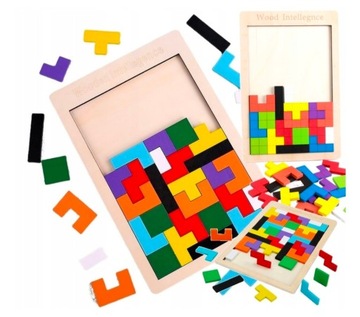 KLOCKI DREWNIANE UKŁADANKA TETRIS 40 TANGRAM