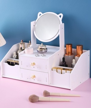 Туалетный столик-полка-органайзер для косметики с зеркалом, размеры 40х32х20 см.