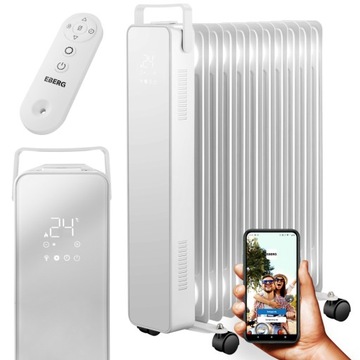 Grzejnik elektryczny olejowy 2500W szklany z termostatem ECO 11 żeber WiFi