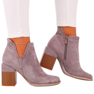 BOTKI DAMSKIE NA SŁUPKU BUTY ZAMSZOWE STYLOWE