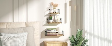 НАБОР ДЕРЕВЯННЫХ МЕТАЛЛИЧЕСКИХ ПОДВЕСНЫХ ПОЛОК 3 ШТ.