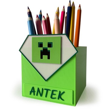 Organizer na biurko Przybornik na kredki piórnik IMIĘ prezent CREEPER 3D