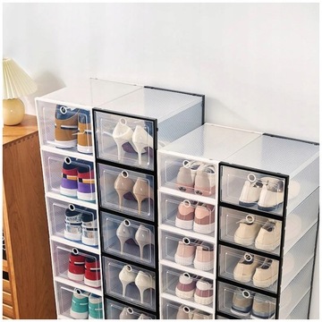 POJEMNIK ORGANIZER PUDEŁKO MOCNE NA BUTY DO PRZECHOWYWANIA Z KLAPĄ STOSY