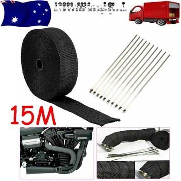 1,5 MM * 50 MM * 15 M ROLKA OWIJANIA CIEPŁA SPALIN DO OSŁONY CIEPLNEJ Z WŁÓKNA SZKLANEGO MOTOCYKLA