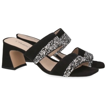 Klapki damskie zdobienia Caprice 9-27209-42 004 BLACK SUEDE czarne R..41