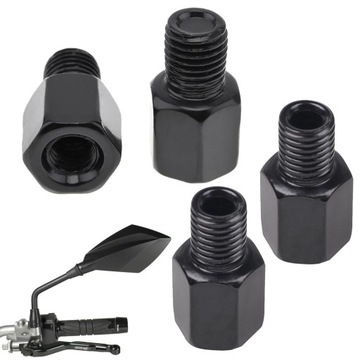 Czarny M10 do M104 szt. Adaptery lusterek motocyklowych M10 10 MM M8 8 MM L