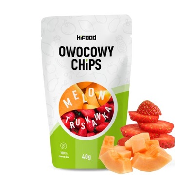 OWOCOWY CHIPS Melon - Truskawka 40g HiFOOD ZDROWA PRZEKĄSKA 12m+