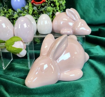 КРОЛИК БОЛЬШОЙ ЛЕЖАЩИЙ ЖЕМЧУЖНО-РОЗОВЫЙ 10Х16Х8 СМ