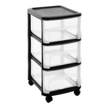 CITY TOWER модульный шкаф с 3 ящиками на колесиках, ЧЕРНЫЙ