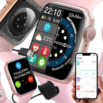 SMARTWATCH ZEGAREK POLSKIE MENU ROZMOWY SPORT SMART WATCH DAMSKI PINK