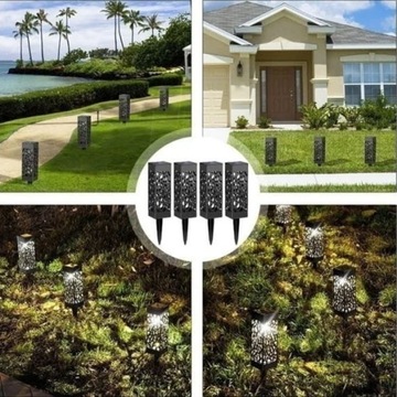 Светодиодные солнечные садовые лампы, встраиваемые для сада, внешние, теплый цвет, узор