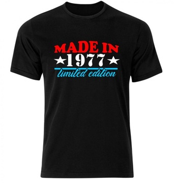 Koszulka urodziny męska MADE IN 1977 czarna