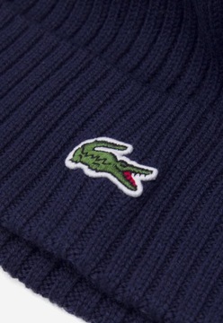 Czapka zimowa LACOSTE granatowa z logo wełniana rozmiar uniwersalny