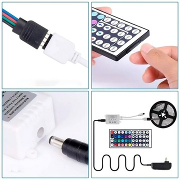 ВОДОНЕПРОНИЦАЕМАЯ СВЕТОДИОДНАЯ ЛЕНТА SMD 5M RGB ЦВЕТНАЯ + ДИСТАНЦИОННОЕ УПРАВЛЕНИЕ