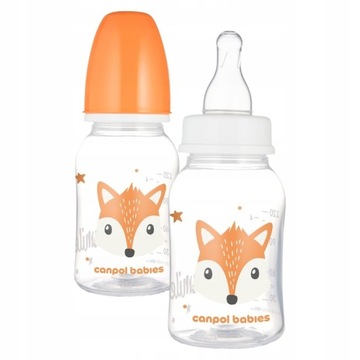 CANPOL LEKKA WĄSKA BUTELKA DO MLEKA 120ml 0m+ CUTE ANIMALS LISEK