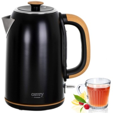 CZARNY CZAJNIK ELEKTRYCZNY STRIX bezprzewodowy 1,7L 2200W STAL SZLACHETNA