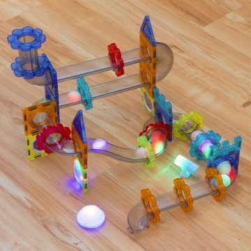 МАГНИТНЫЕ КОНСТРУКЦИОННЫЕ БЛОКИ СВЕТЯЩАЯСЯ МАГНИТНАЯ ДОРОЖКА 81 шт.