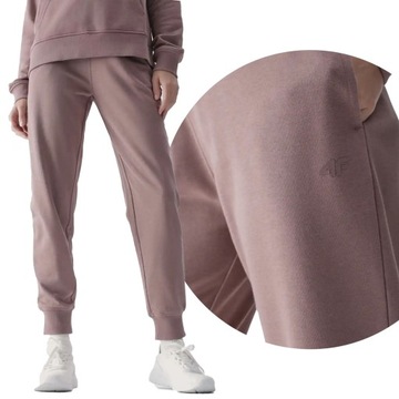 SPODNIE DRESOWE DAMSKIE 4F SPORTOWE DRESY BAWEŁNIANE Z KIESZENIAMI MM00945