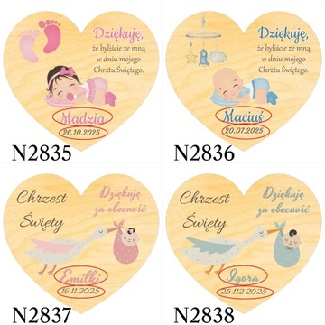 Podziękowania dla gości KOMUNIA na CHRZEST I ROCZEK URODZINY magnes 10 szt.