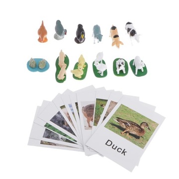 Montessori Animal Match Cards and Figures Pieces