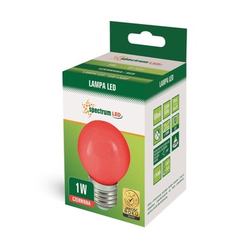 Żarówka LED Spectrum E27 1W czerwona