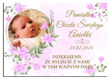 FOTO MAGNES Podziękowanie dla gości ze zdjęciem Chrzest Roczek 10x7cm O34
