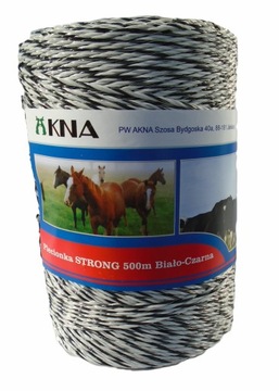 Plecionka linka STRONG 500m Biało-Czarna pastuch